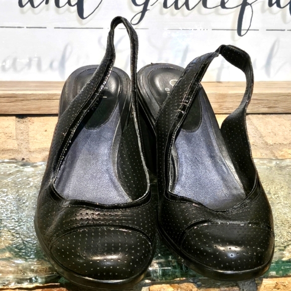 Cole Haan Slingback Pumps Wedge Heel Nike Air Black Sz 9 - Picture 2 of 9